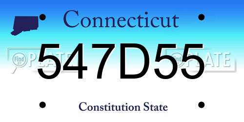 547D55 Connecticut License Plate