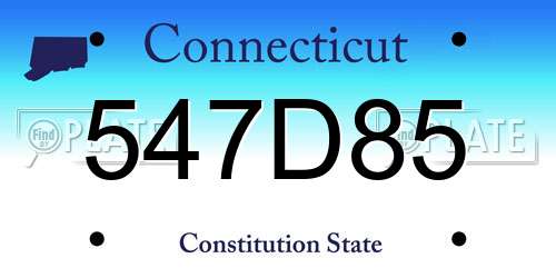 547D85 Connecticut License Plate