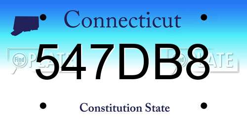 547DB8 Connecticut License Plate