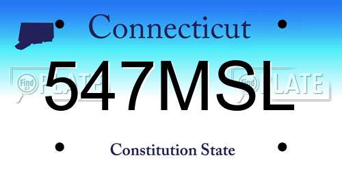 547MSL Connecticut License Plate