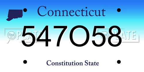547O58 Connecticut License Plate