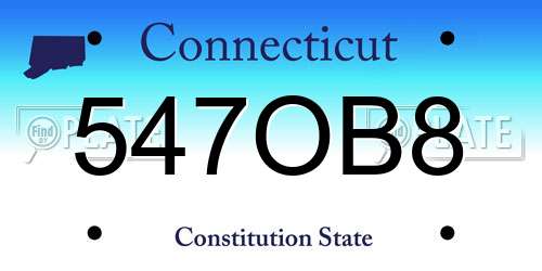 547OB8 Connecticut License Plate