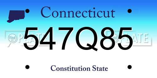 547Q85 Connecticut License Plate