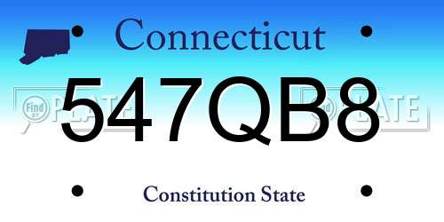 547QB8 Connecticut License Plate