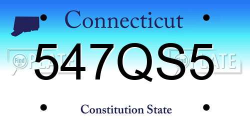 547QS5 Connecticut License Plate