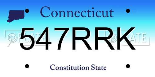 547RRK Connecticut License Plate