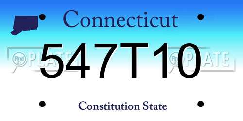 547T10 Connecticut License Plate