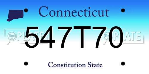 547T70 Connecticut License Plate