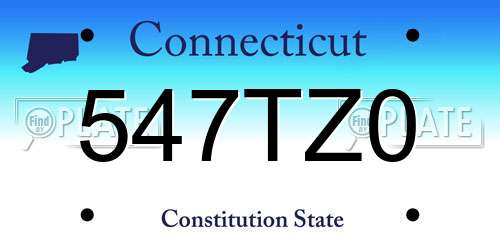 547TZ0 Connecticut License Plate
