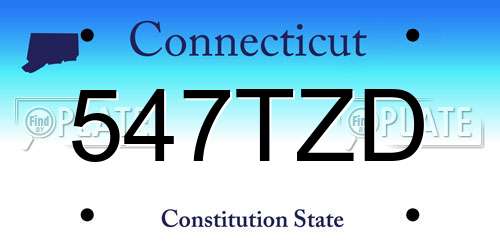 547TZD Connecticut License Plate