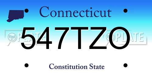 547TZO Connecticut License Plate