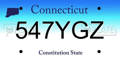 547YGZ Connecticut License Plate