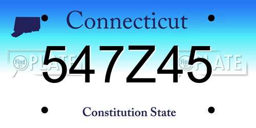 547Z45 Connecticut License Plate