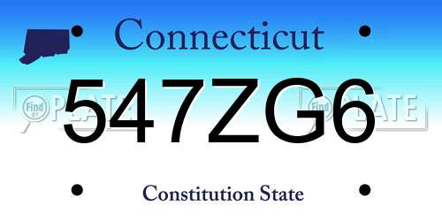 547ZG6 Connecticut License Plate