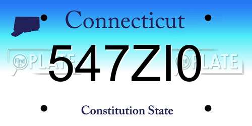 547ZI0 Connecticut License Plate