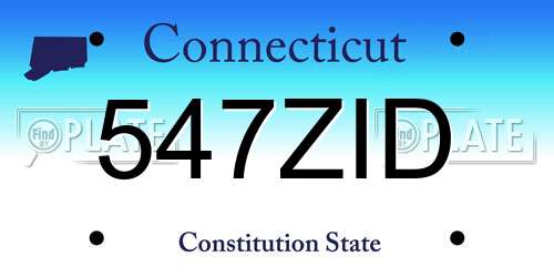 547ZID Connecticut License Plate