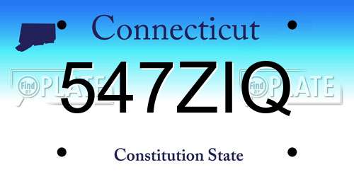 547ZIQ Connecticut License Plate