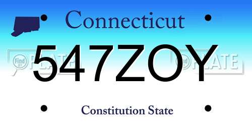 547ZOY Connecticut License Plate