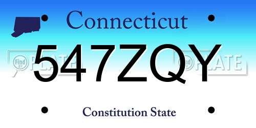 547ZQY Connecticut License Plate