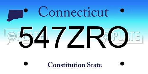 547ZRO Connecticut License Plate