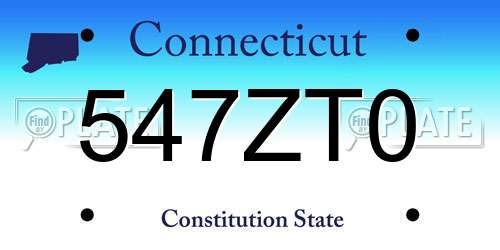 547ZT0 Connecticut License Plate