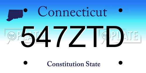 547ZTD Connecticut License Plate