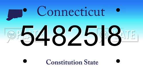 54825I8 Connecticut License Plate
