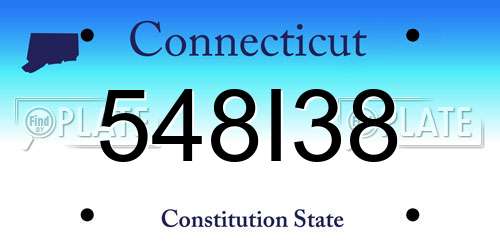 548I38 Connecticut License Plate