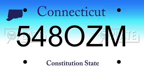 548OZM Connecticut License Plate