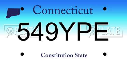 549YPE Connecticut License Plate