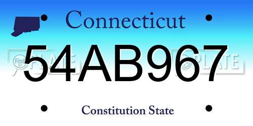 54AB967 Connecticut License Plate