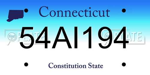 54AI194 Connecticut License Plate
