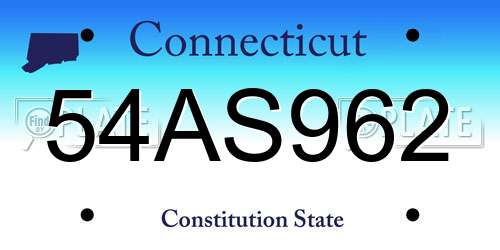 54AS962 Connecticut License Plate
