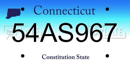 54AS967 Connecticut License Plate