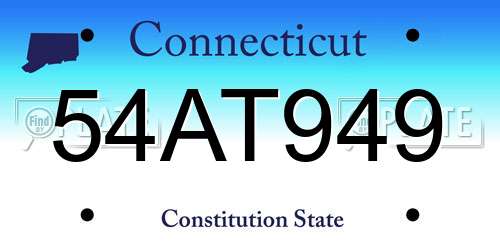 54AT949 Connecticut License Plate