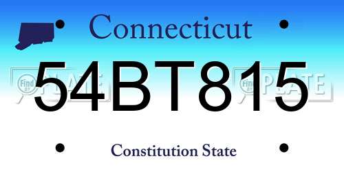 54BT815 Connecticut License Plate
