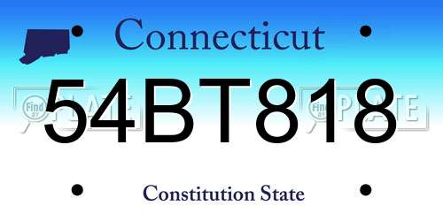 54BT818 Connecticut License Plate