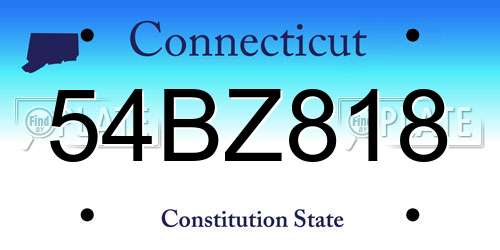54BZ818 Connecticut License Plate