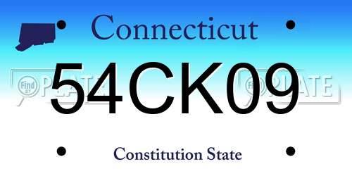 54CK09 Connecticut License Plate