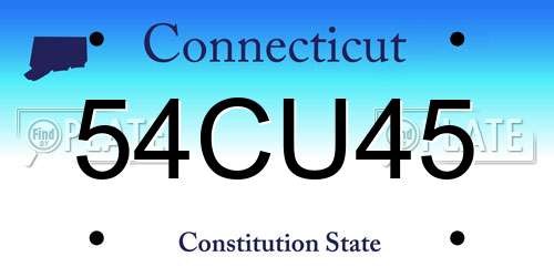 54CU45 Connecticut License Plate