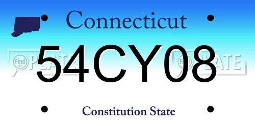 54CY08 Connecticut License Plate