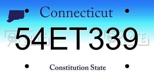 54ET339 Connecticut License Plate