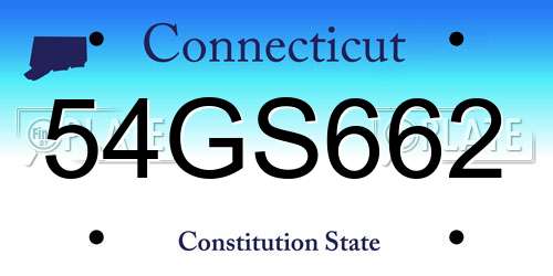 54GS662 Connecticut License Plate