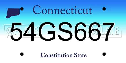 54GS667 Connecticut License Plate