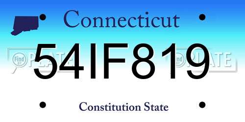 54IF819 Connecticut License Plate