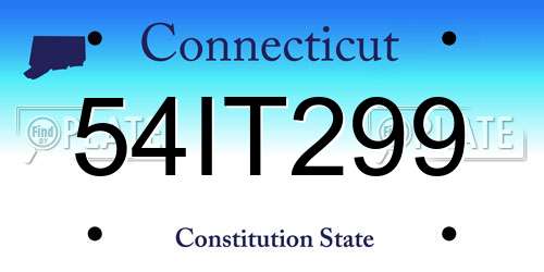 54IT299 Connecticut License Plate
