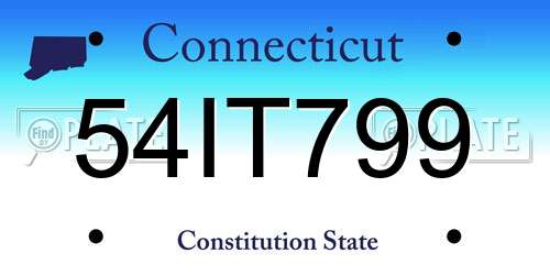 54IT799 Connecticut License Plate