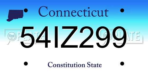 54IZ299 Connecticut License Plate
