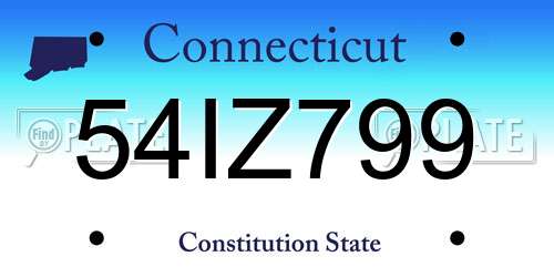 54IZ799 Connecticut License Plate