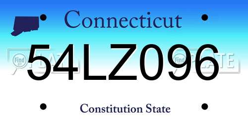 54LZ096 Connecticut License Plate